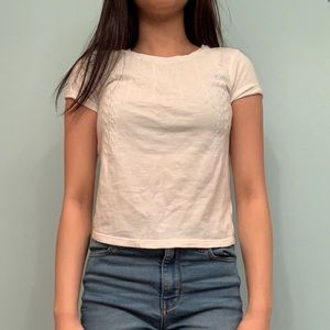 4/$25 white tee shirt with embroidered detailing!